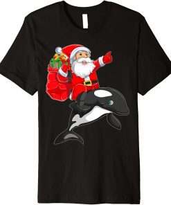 Orca Lover Funny Santa Riding Orca Christmas Premium T-Shirt