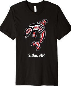 Native American Sitka AK Red Orca Killer Whale Premium T-Shirt