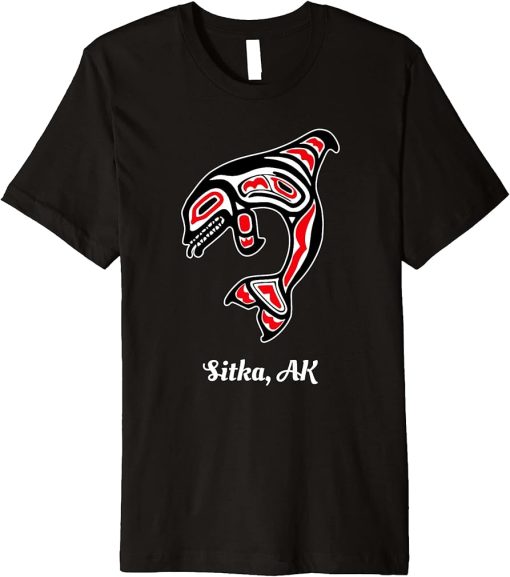 Native American Sitka AK Red Orca Killer Whale Premium T-Shirt