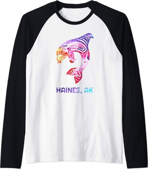 Haines Alaska Native American Orca Killer Whale Raglan Baseball Tee