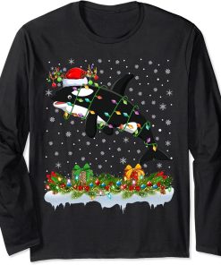 Orca Fish Lover Matching Santa Lighting Orca Christmas Long Sleeve T-Shirt