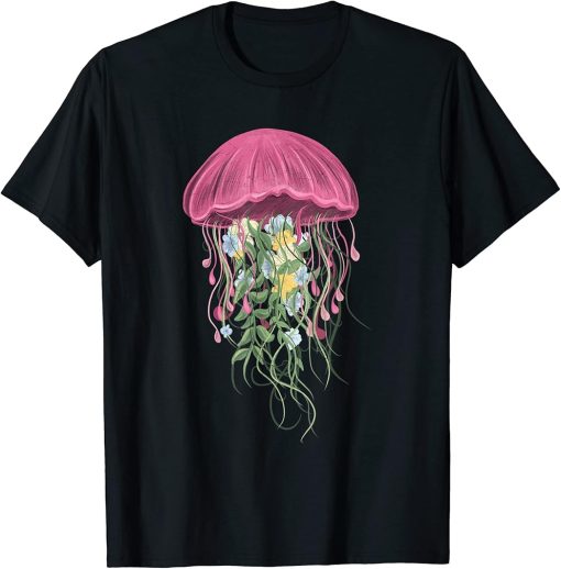 Jellyfish Floral - Hawaiian Ocean Animal Scuba Diving Gift T-Shirt